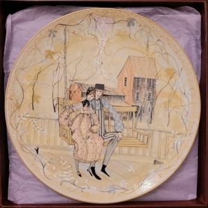 Anna Perenna Plate by P. Buckley Moss Family Life Silhouette Amish LEISURE TIME